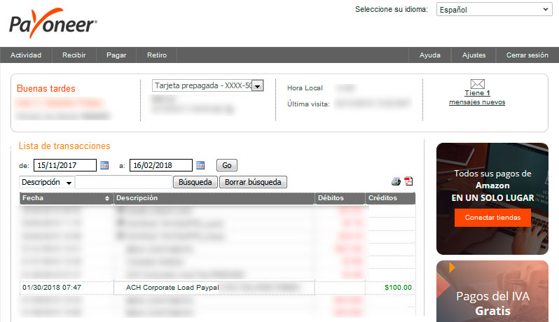 Usando Payoneer en Perú