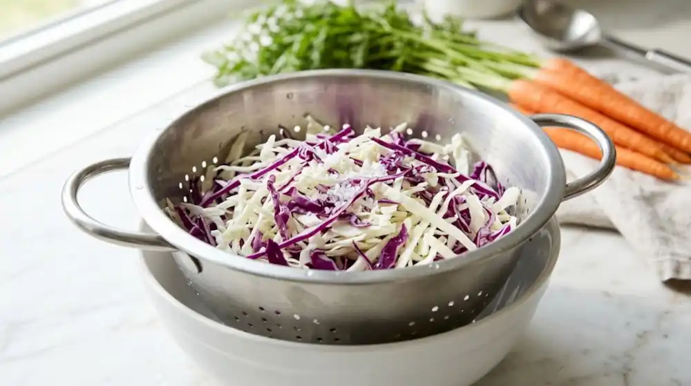 Cómo salar y escurrir la col para un coleslaw que no se aguada