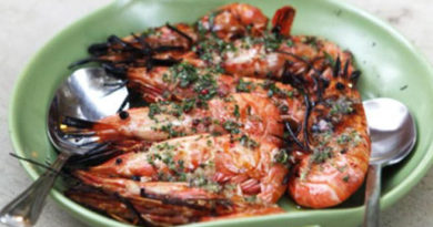 Langostinos grillados con caviar cítrico