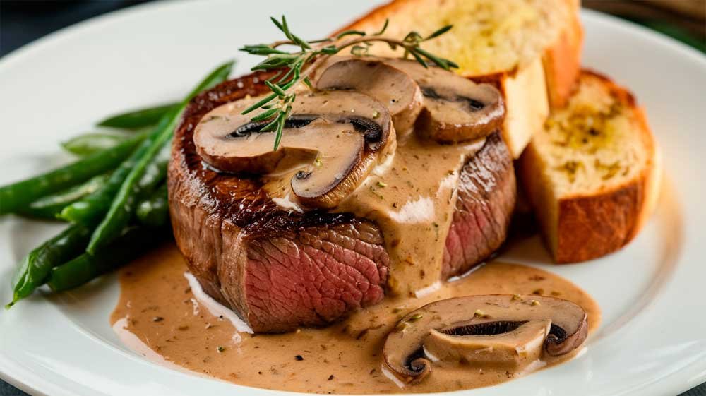 Filet Mignón con champiñones a la crema