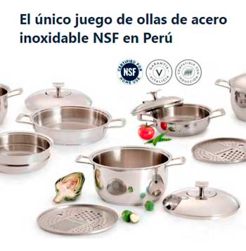 El unico juego de ollas de acero NSF en Perú