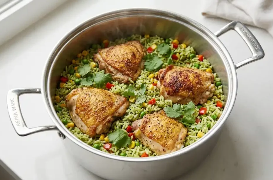 Cómo hacer arroz verde con pollo