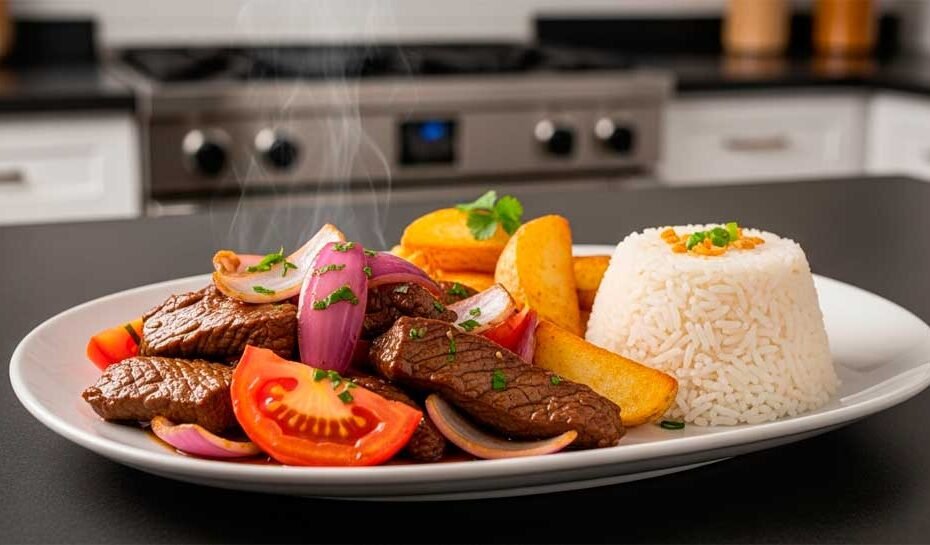 Lomo saltado: receta auténtica en wok y sartén de acero inoxidable