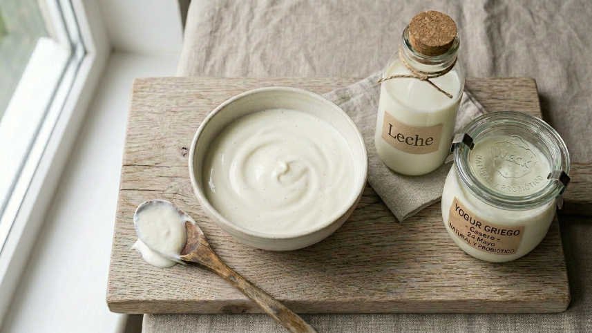 Cómo hacer yogurt casero: ingredientes y resultado final en frasco de vidrio