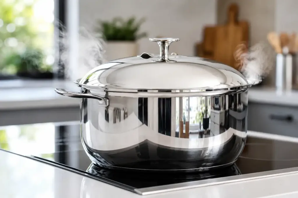 Olla de acero inoxidable con tapa hermética para cocción lenta