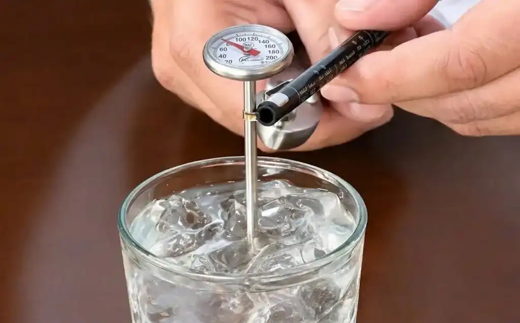 Cómo calibrar un termómetro de cocina con vaso de hielo y agua